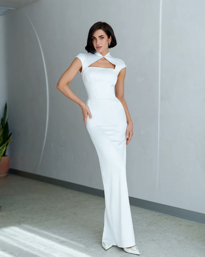 Linda White Corset Cut-Out Maxi Dress