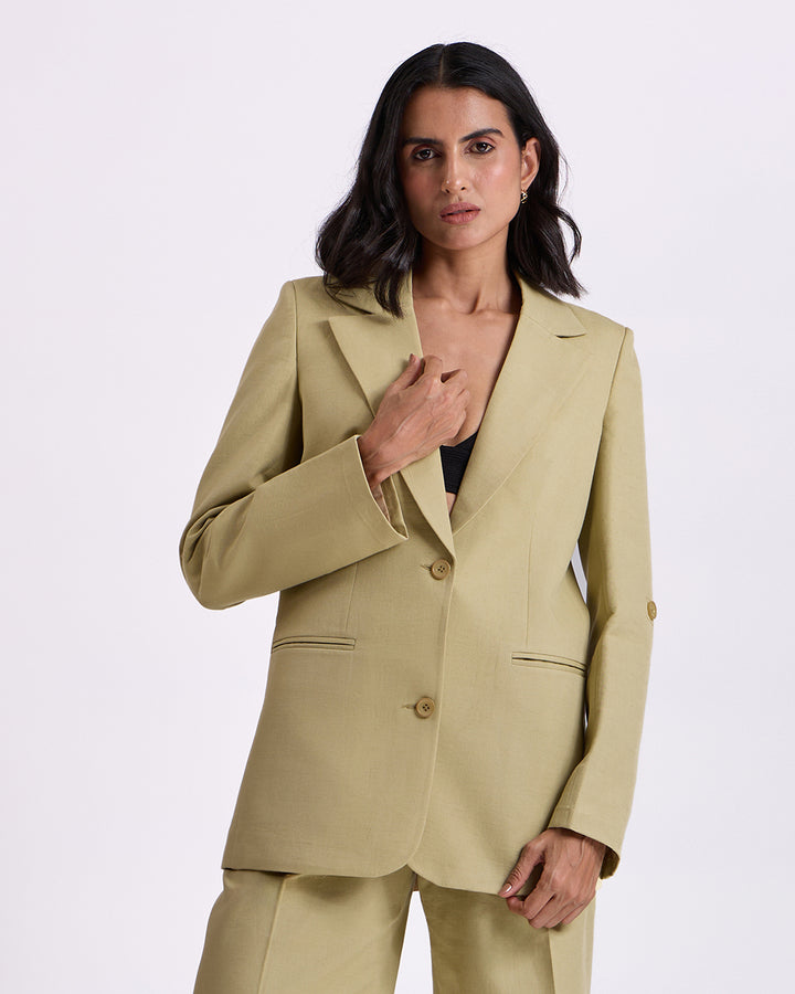Pista Green Regular-Fit Blazer
