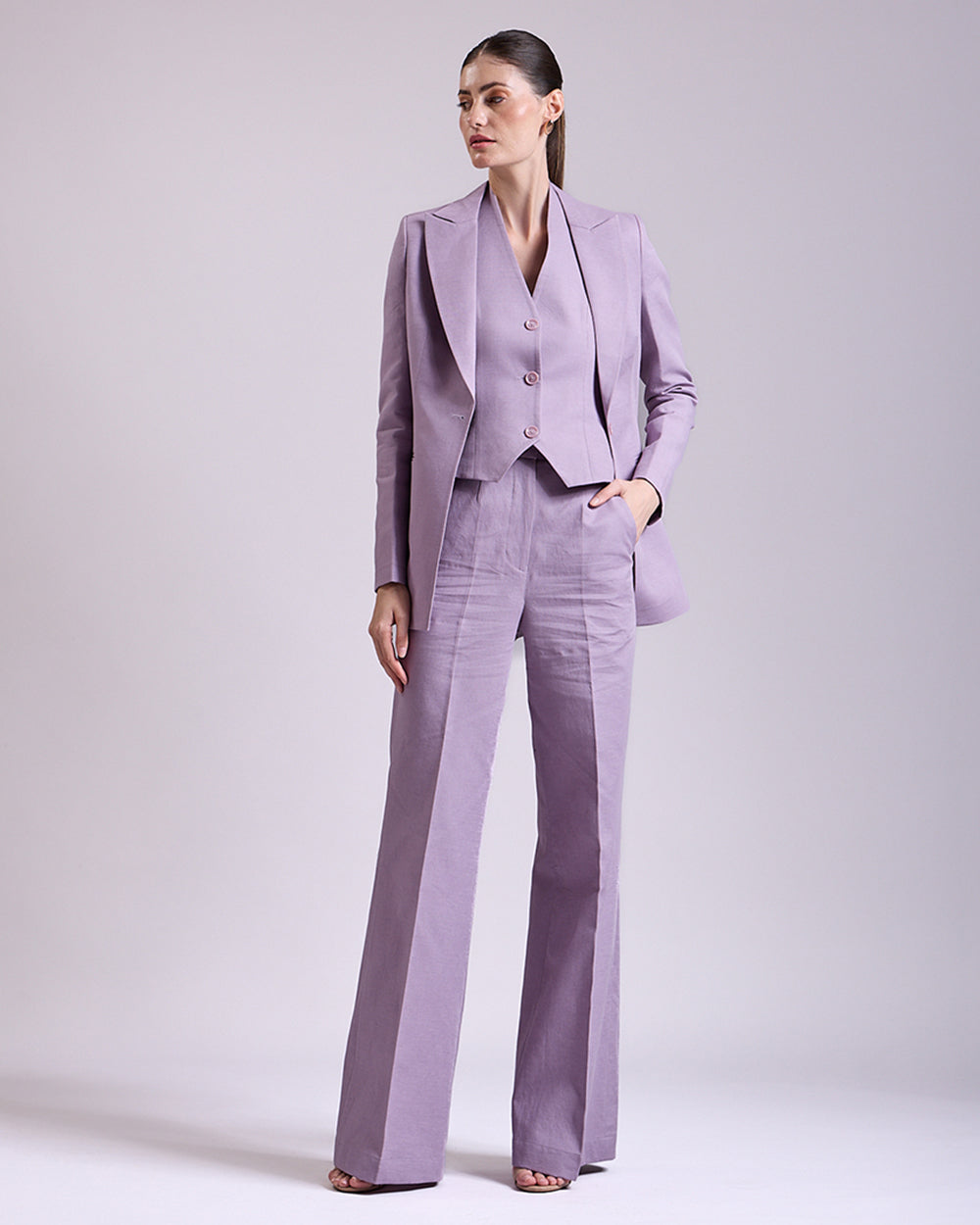 Linen - Onion Pink Single breasted 3-Piece Suit