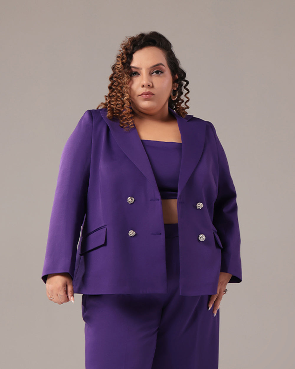 Purple Double Breasted Blazer