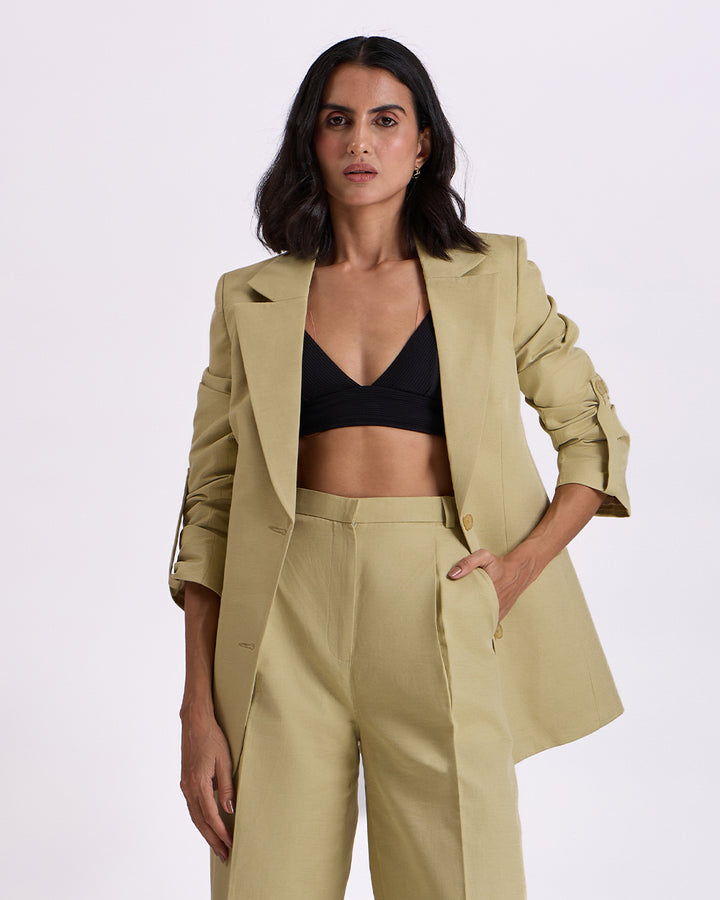 Pista Green Regular-Fit Blazer