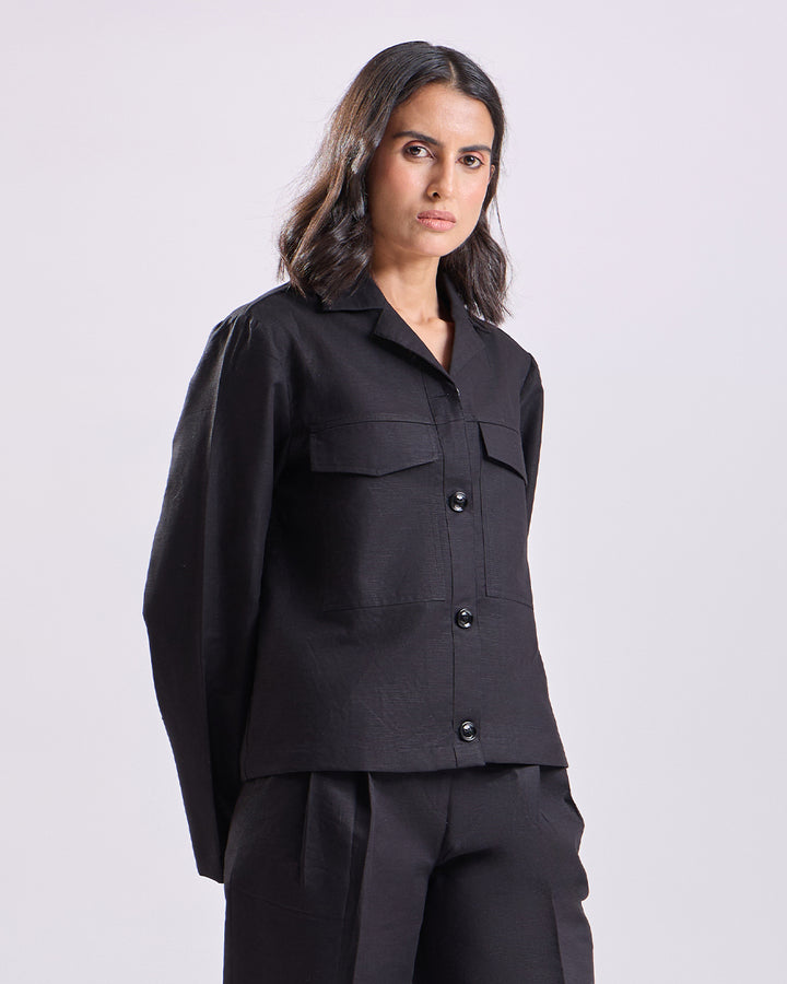 Black Crop Shirt