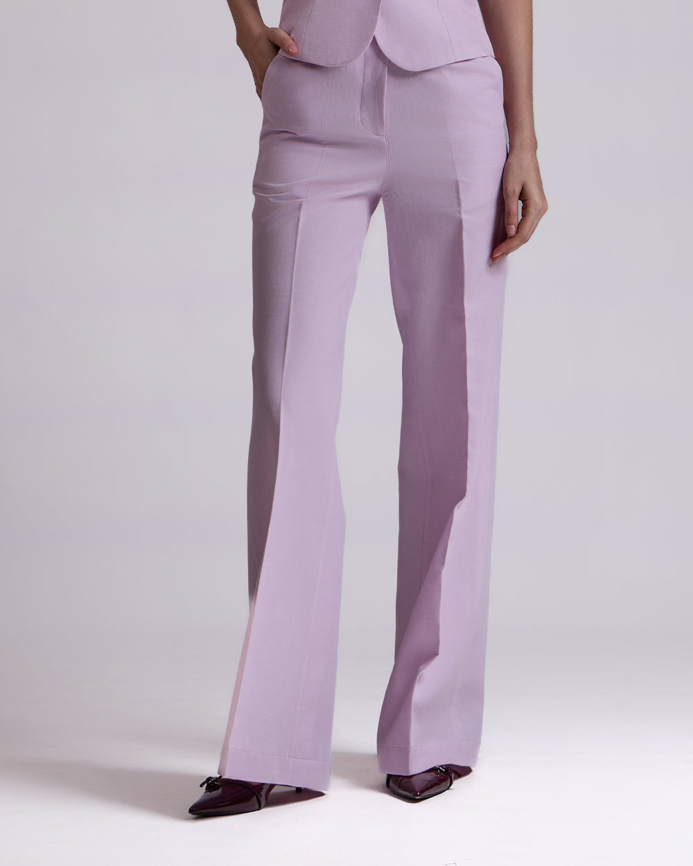Lavender High waisted Fitted Pant