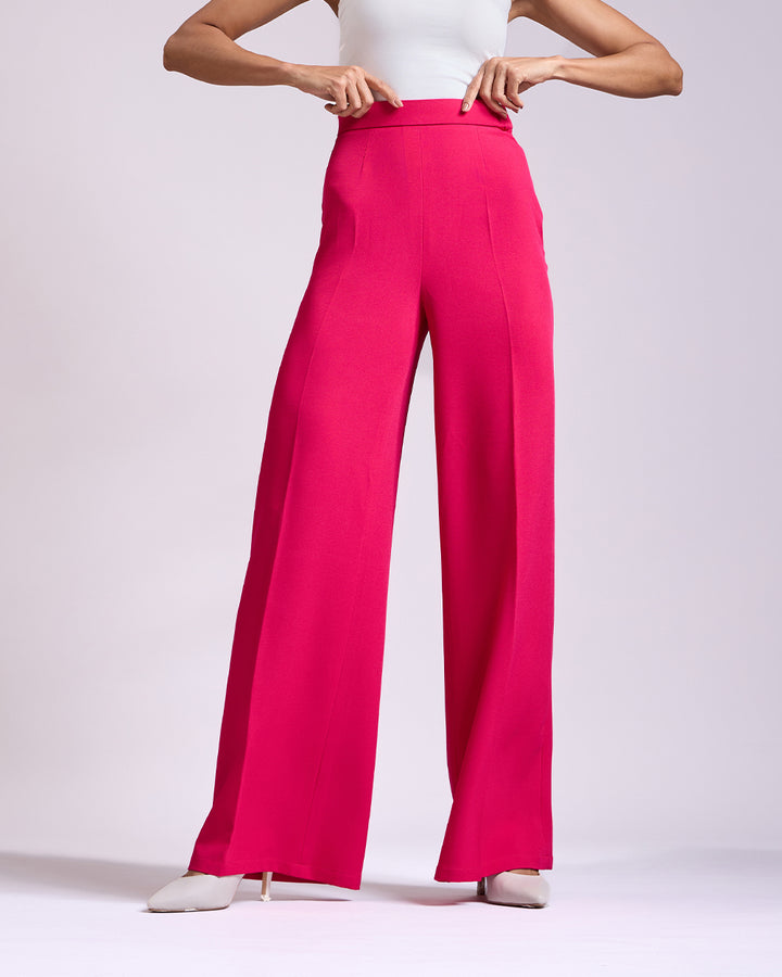 Monica Hot Pink High-waisted Flared Pants