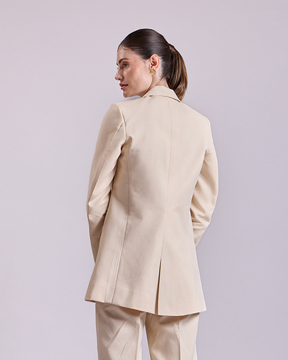 Linen - Beige Single Breasted Blazer