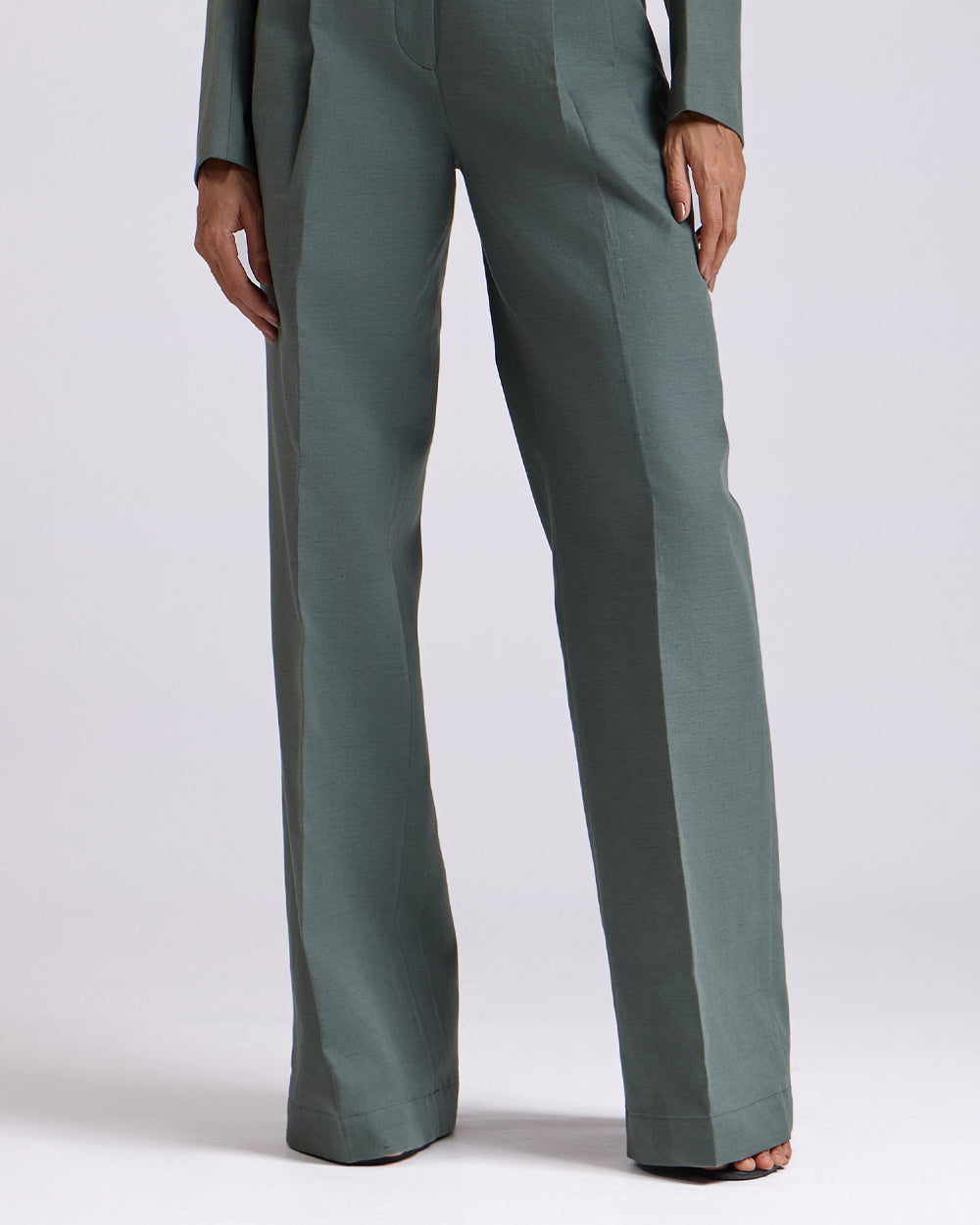 Green Pleated High waist pants