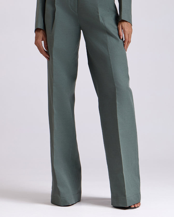 Green Pleated High waist pants