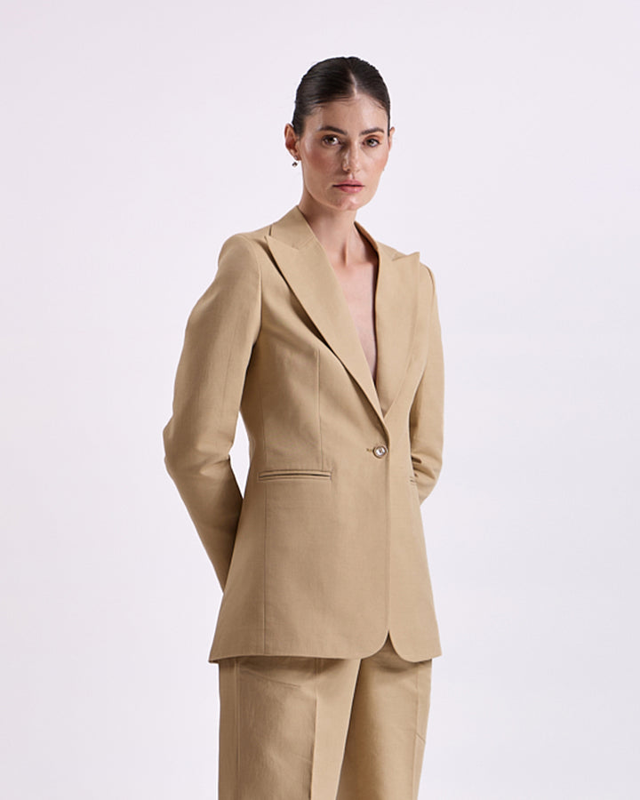 Linen - Tan Brown Blazer