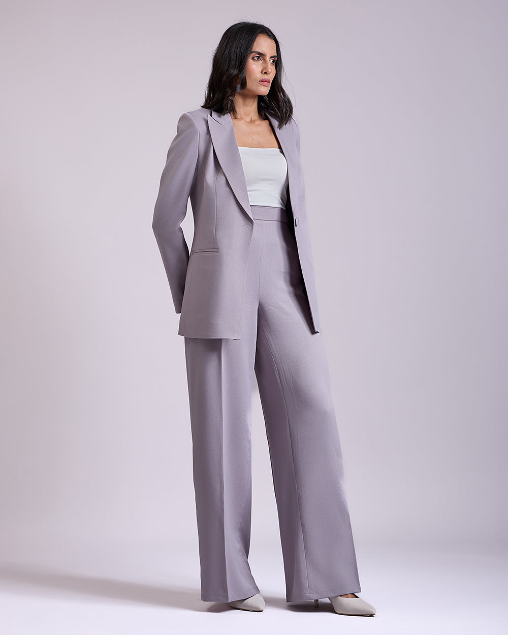 Monica Grey Single-Breasted 2-piece Suit