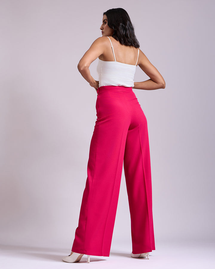 Monica Hot Pink High-waisted Flared Pants