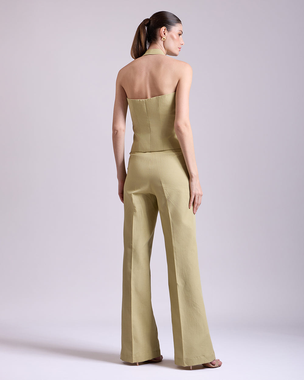 Pista Green Slim-Fit Flared Pant