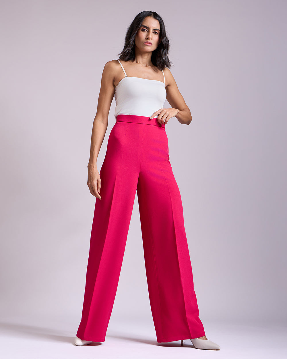 Monica Hot Pink High-waisted Flared Pants
