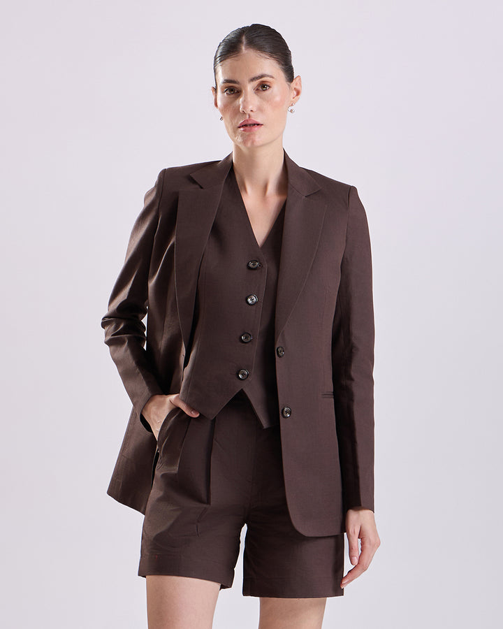 Dark Brown Single Breasted Blazer