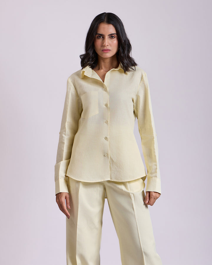 Yellow Shirt And Pleated Pant