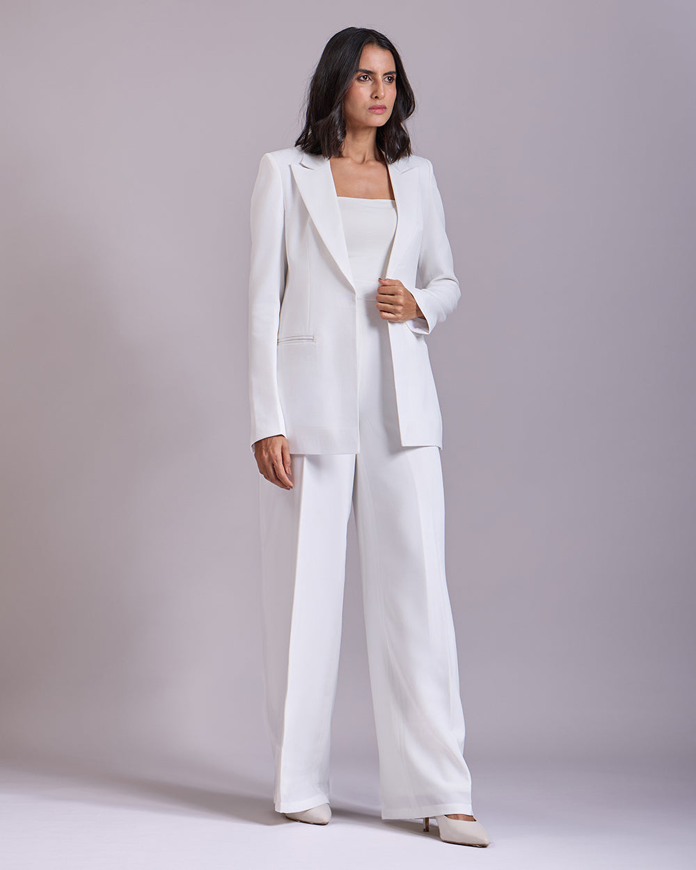 Monica White Single-Breasted 2-piece Suit