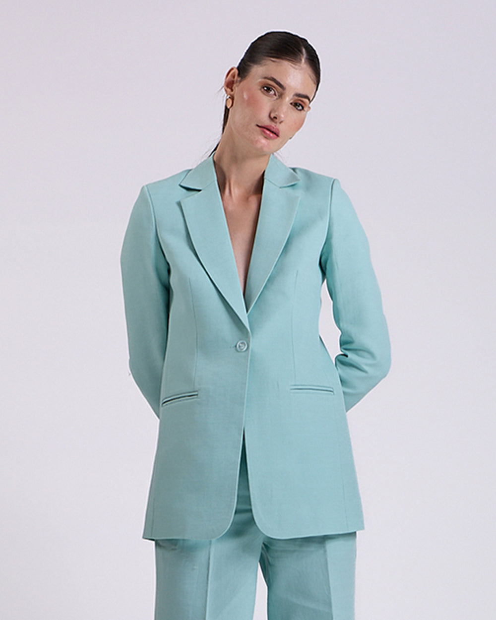 Linen - Teal Blue Blazer