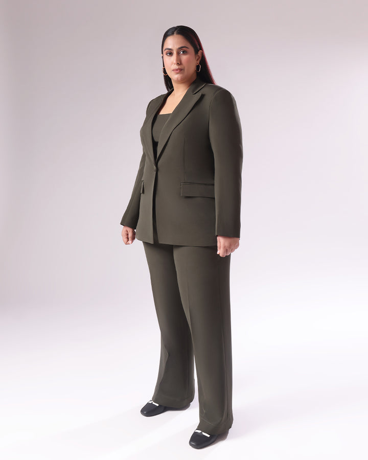 Moss Green Single Breasted Blazer Set