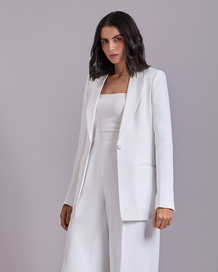 Monica White Single-Breasted Blazer