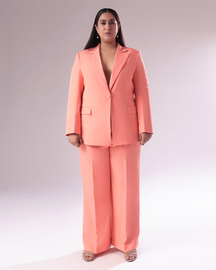 Peach Single Breasted Blazer Suit