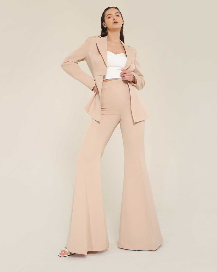 Beige Bell Bottom Pant