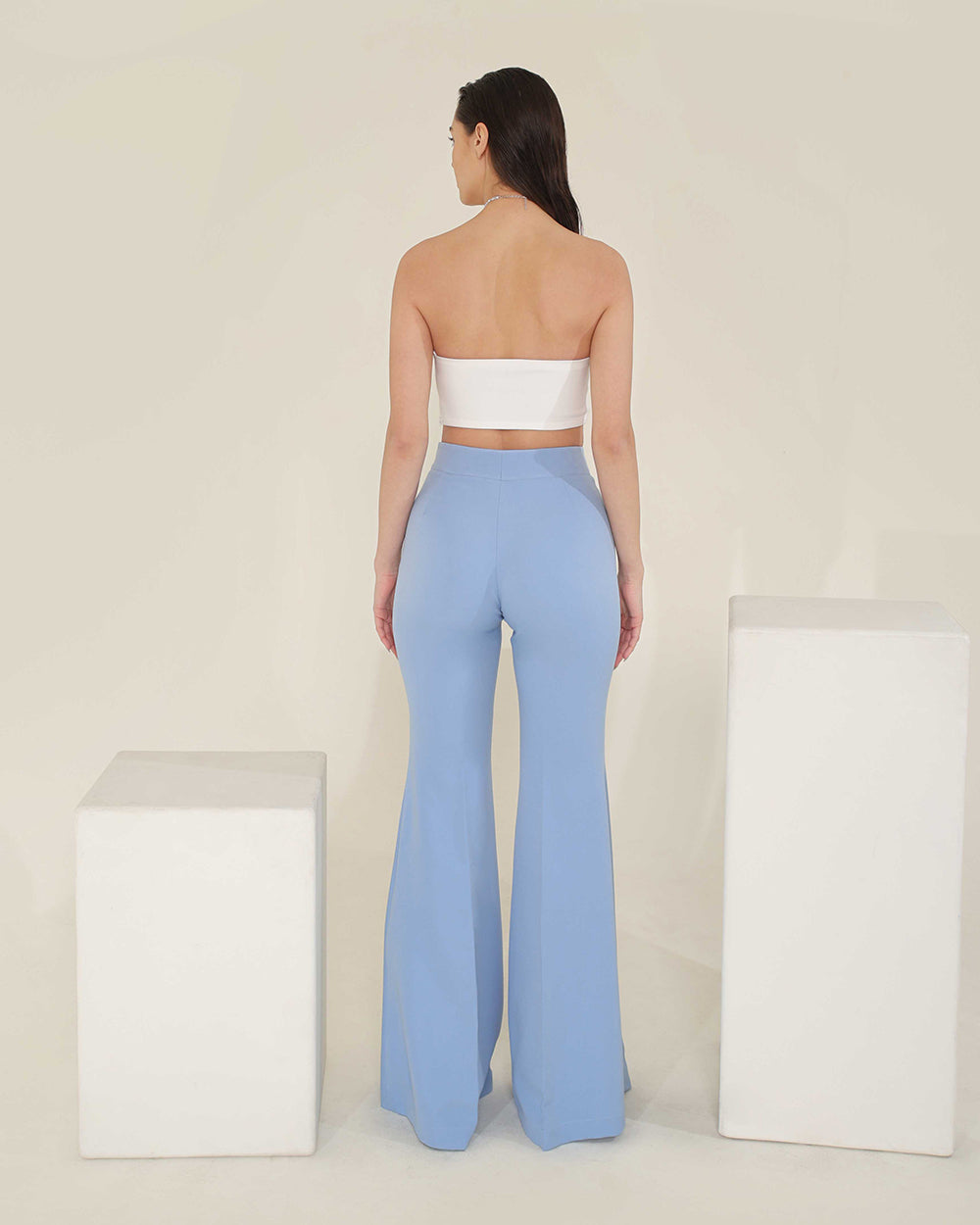 Sky Blue Bell Bottom Pants for Women Formal Pants Online – Sheen