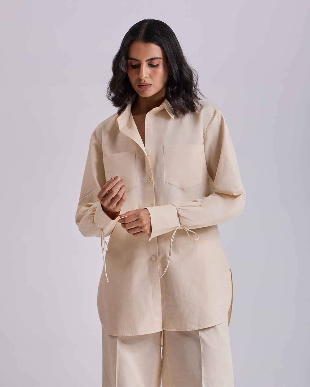 Beige Oversized Shirt And Pant