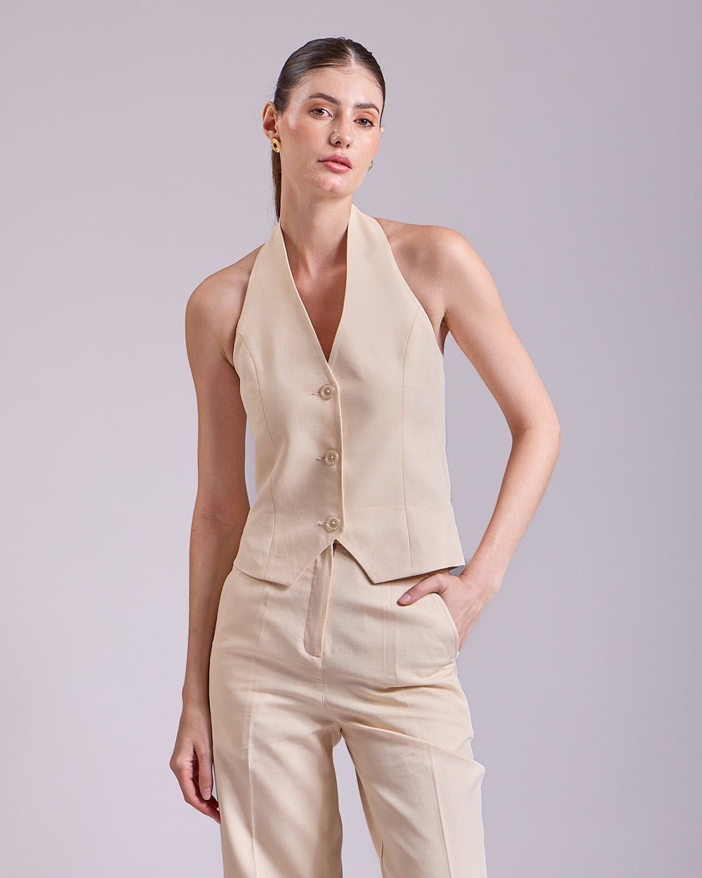 Linen - Beige Waistcoat