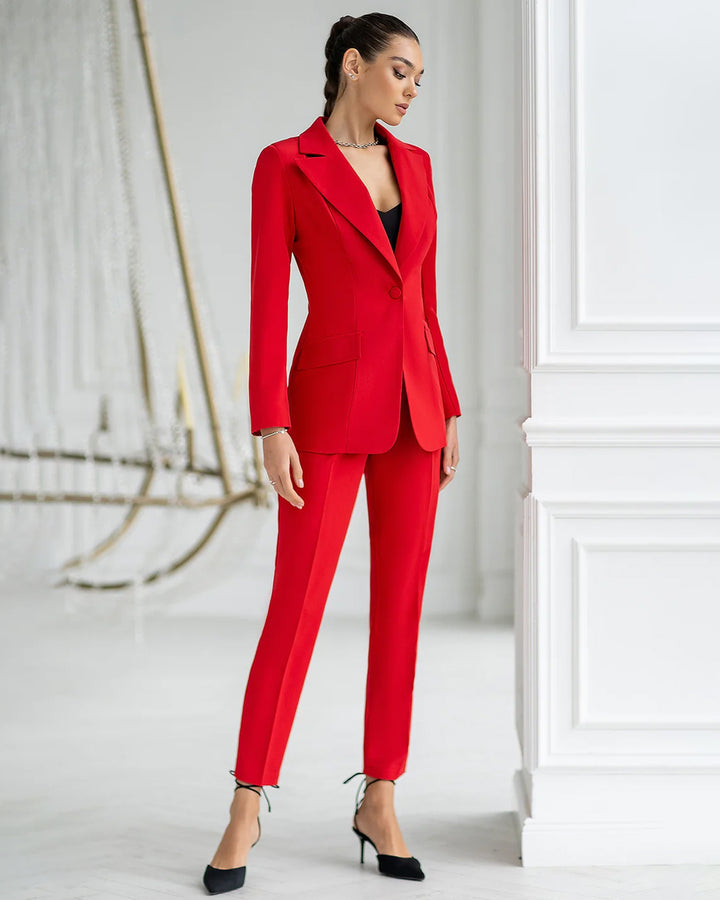 Red Single-Breasted Suit 2-Piece