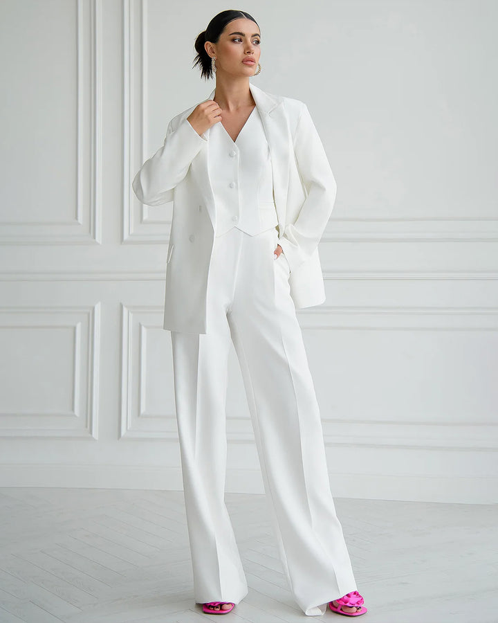 White Double-Breasted 3-Piece Suit