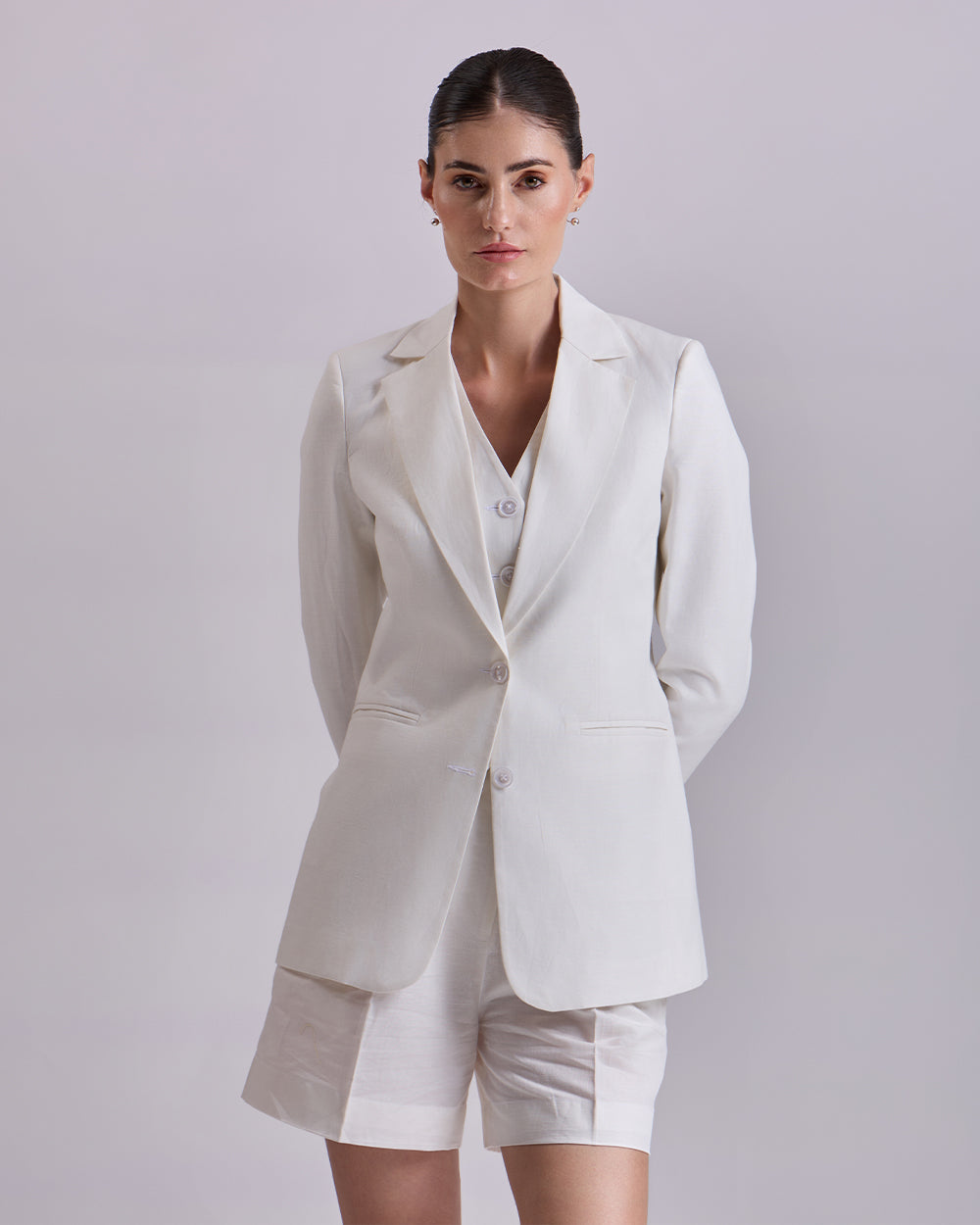 white Short Suit 3 Piece