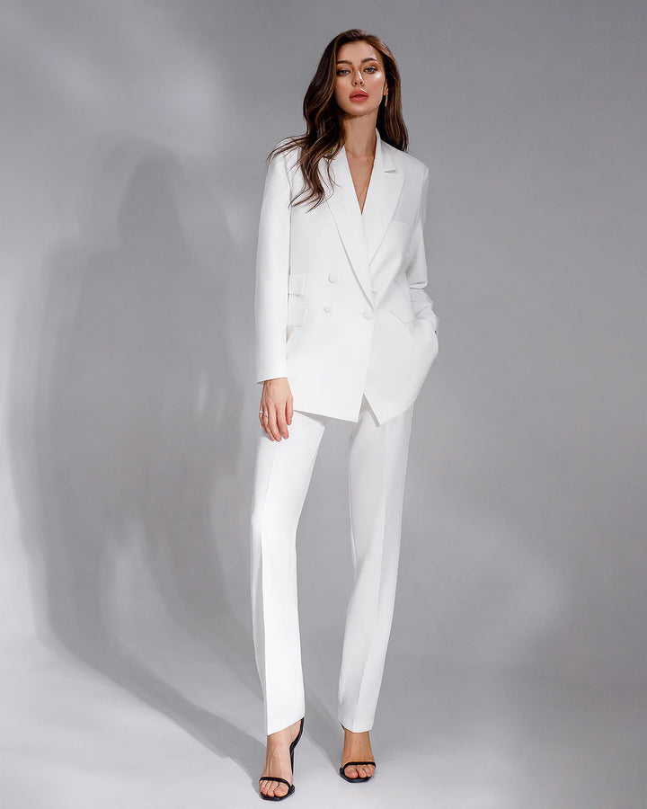 White double-breasted blazer suit