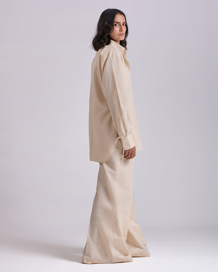 Beige High Waist Palazzo Pants