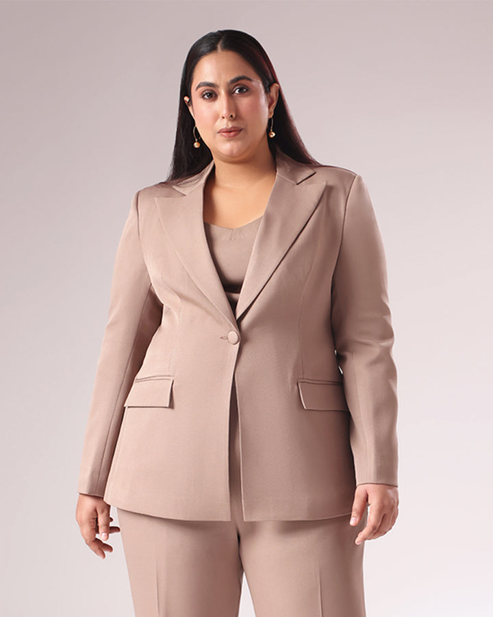 Tan Single Breasted Blazer