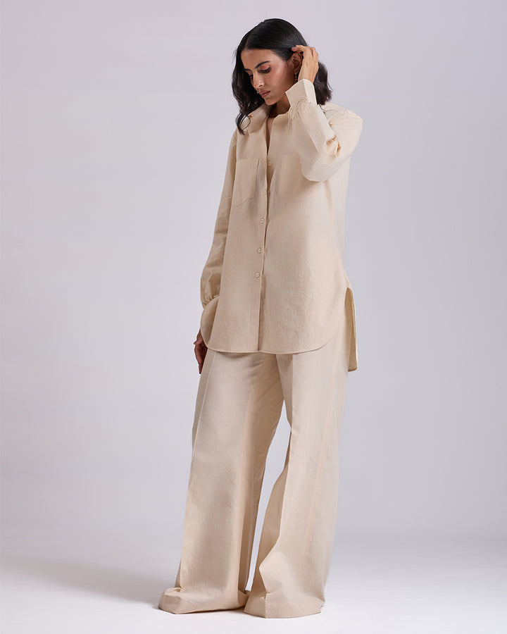 Beige High Waist Palazzo Pants