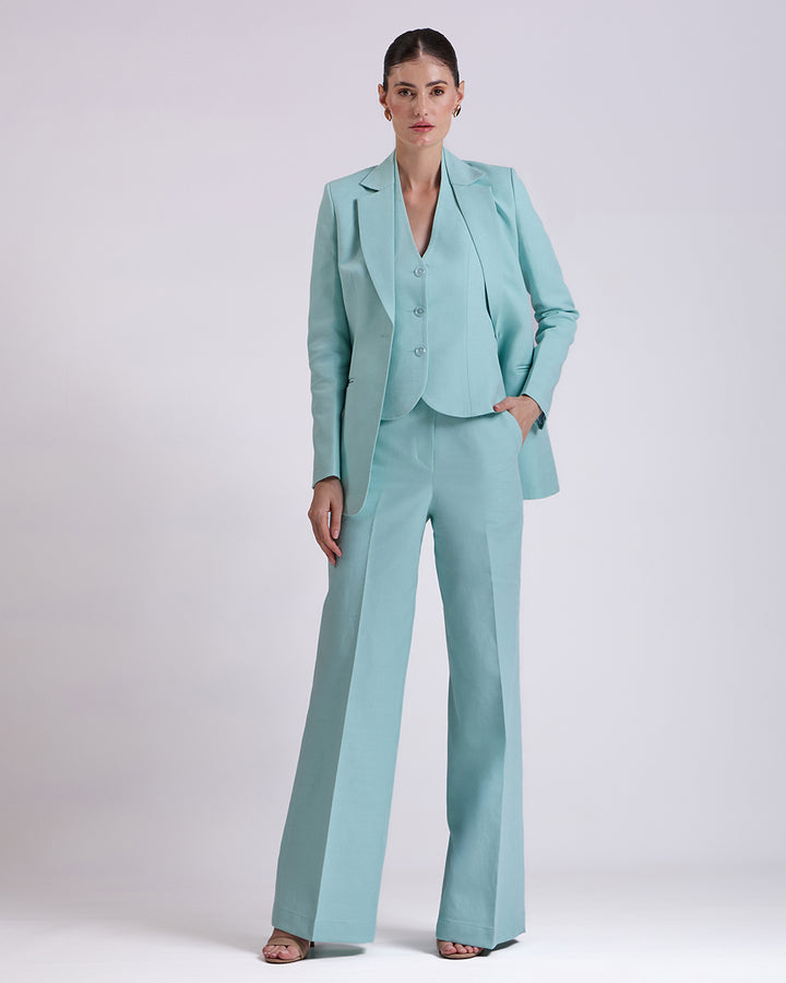 Teal Blue Single breasted 3-Piece Suit