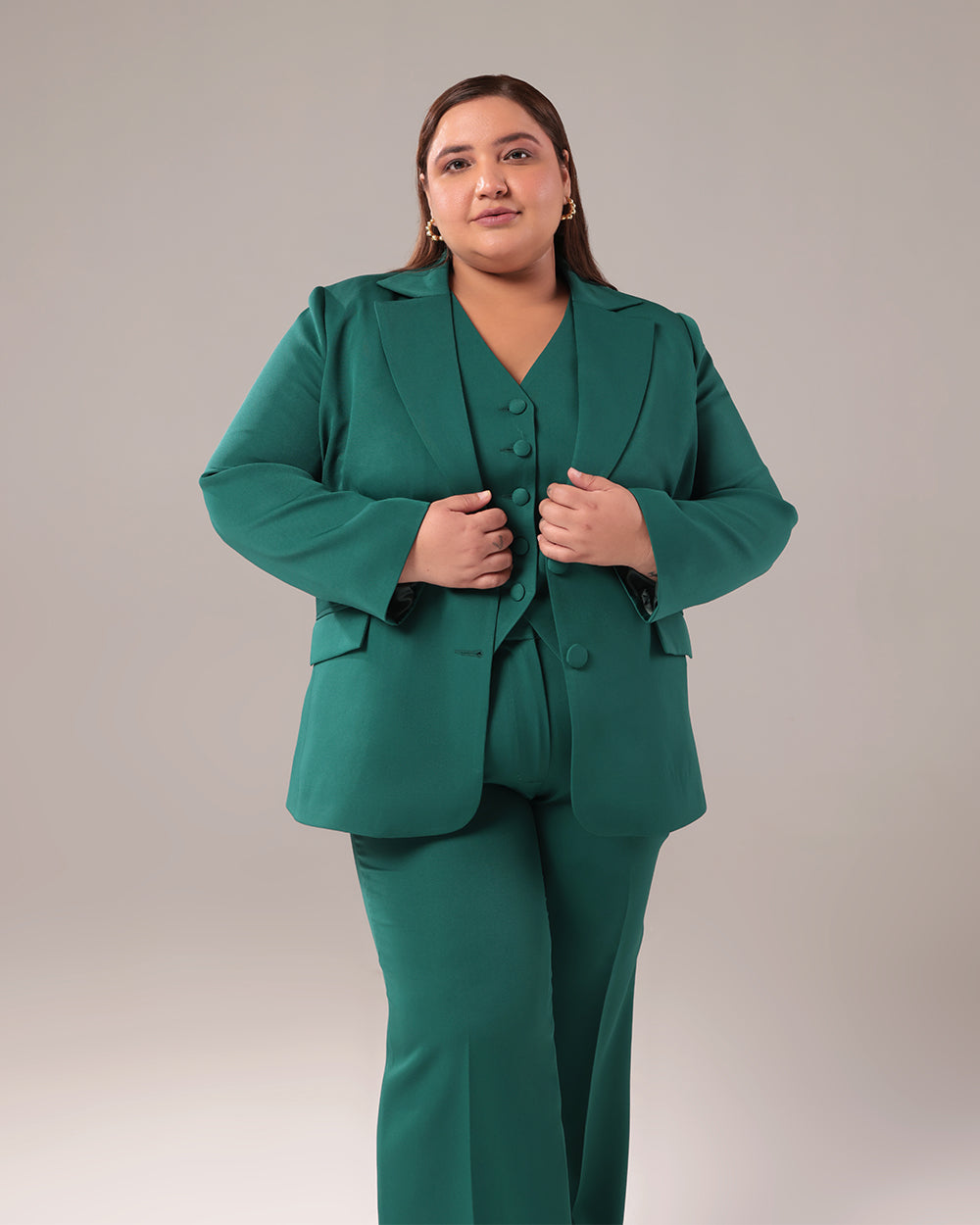 Green Slim Fit Blazer Set