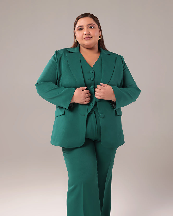 Green Slim Fit Blazer Set