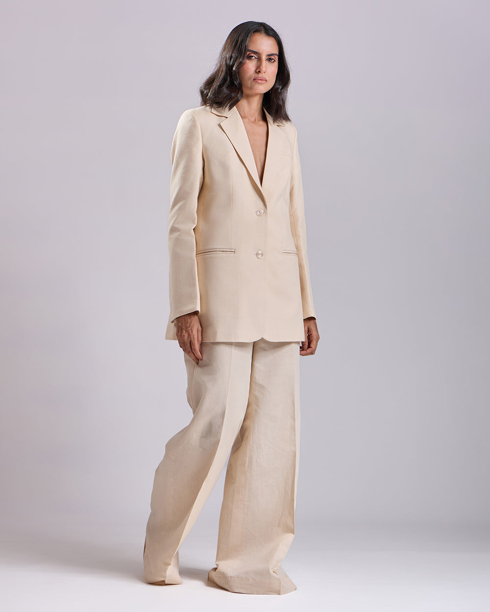 Beige Oversized 2-Piece Suit