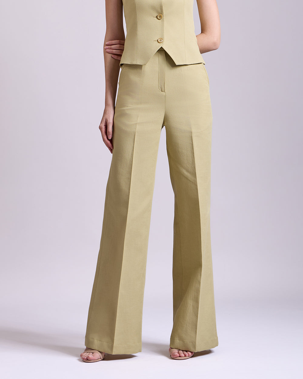 Pista Green Slim-Fit Flared Pant