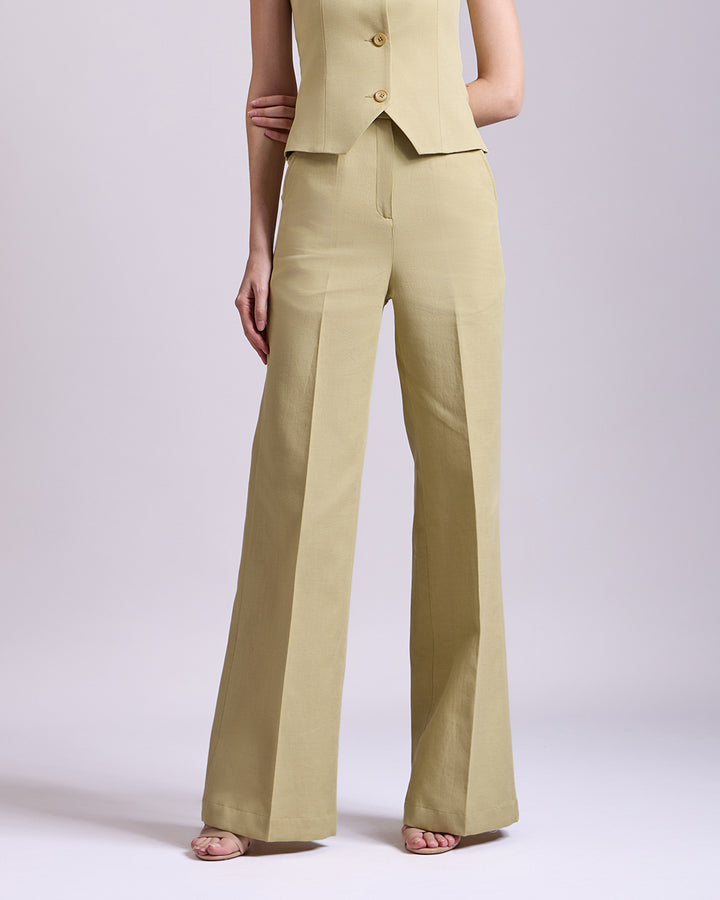 Pista Green Slim-Fit Flared Pant
