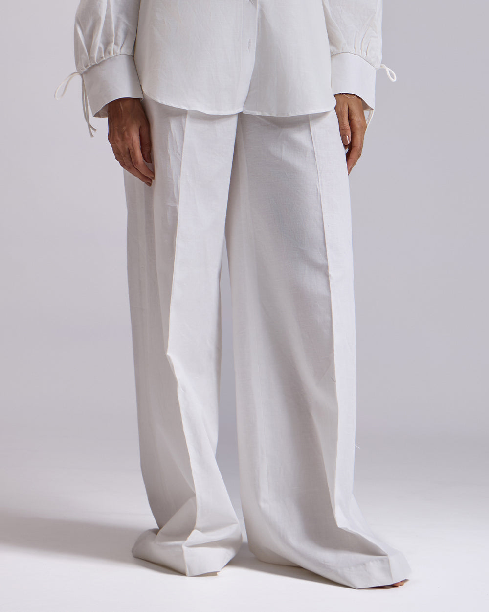 Off White High Waist Palazzo Pants