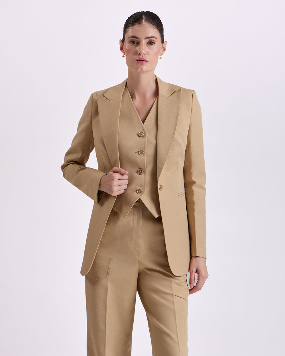 Tan Brown Single breasted 3-Piece Suit