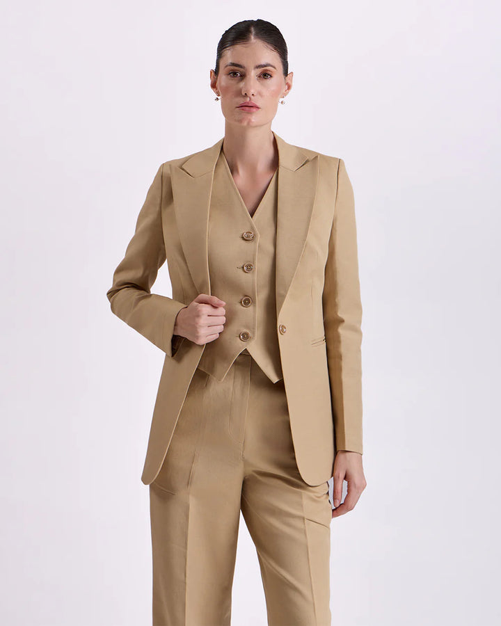 Tan Brown Waistcoat And Pant Set