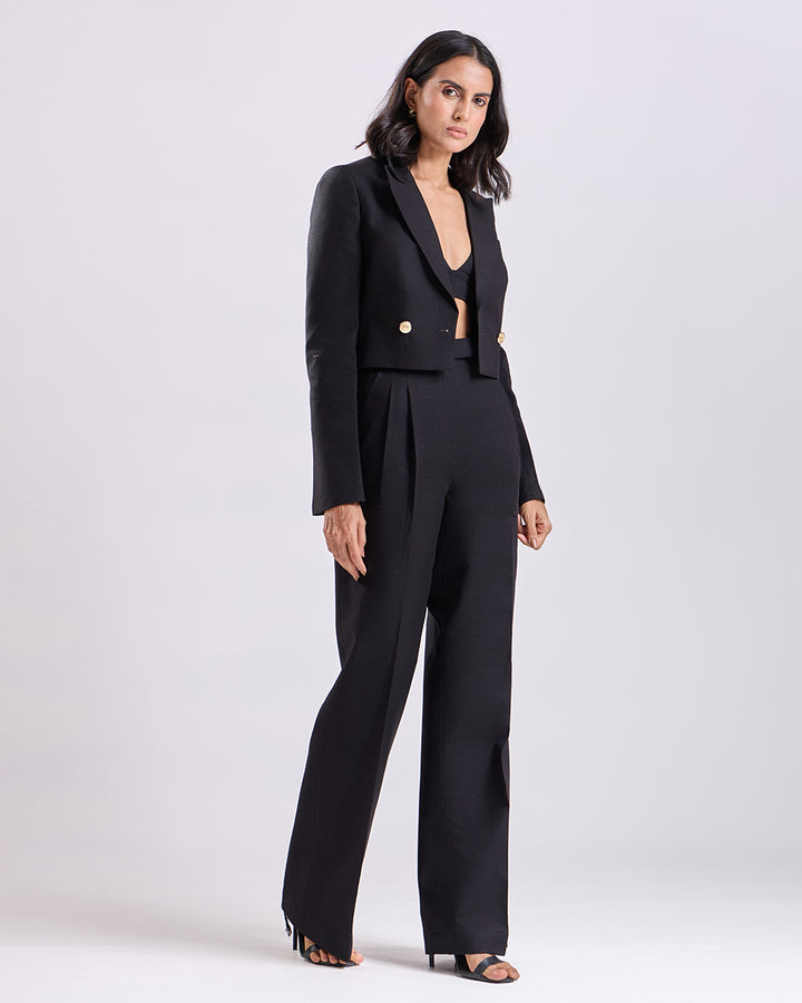 Black Pleated High waist pants