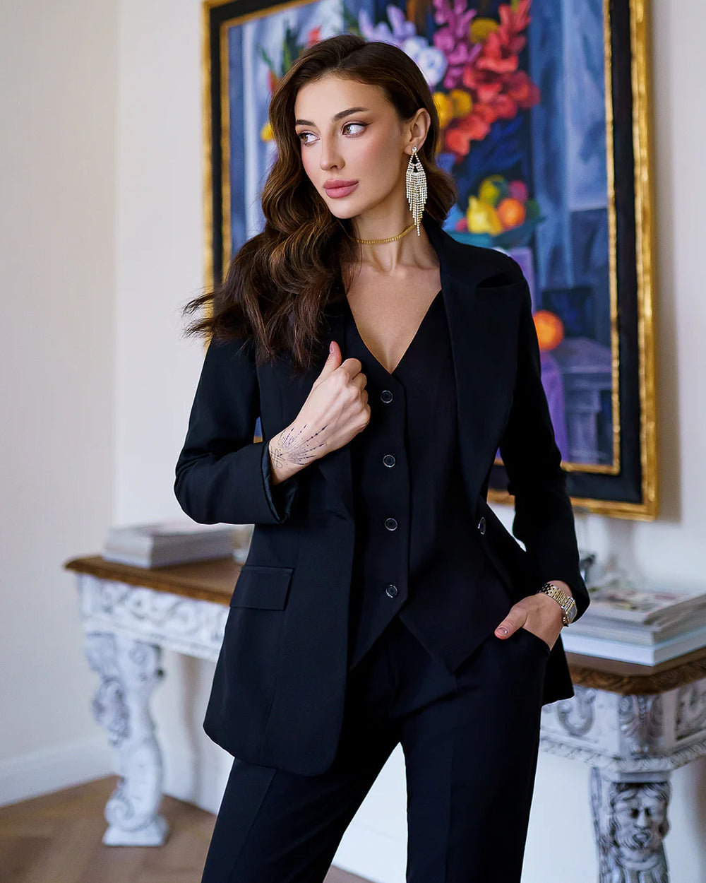 Triya Black Blazer Suit