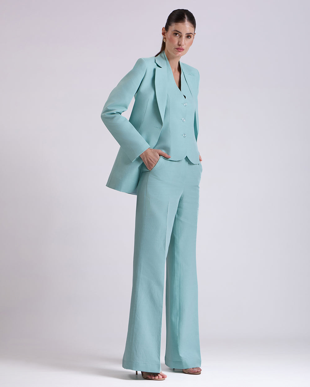Teal Blue Single breasted 3-Piece Suit