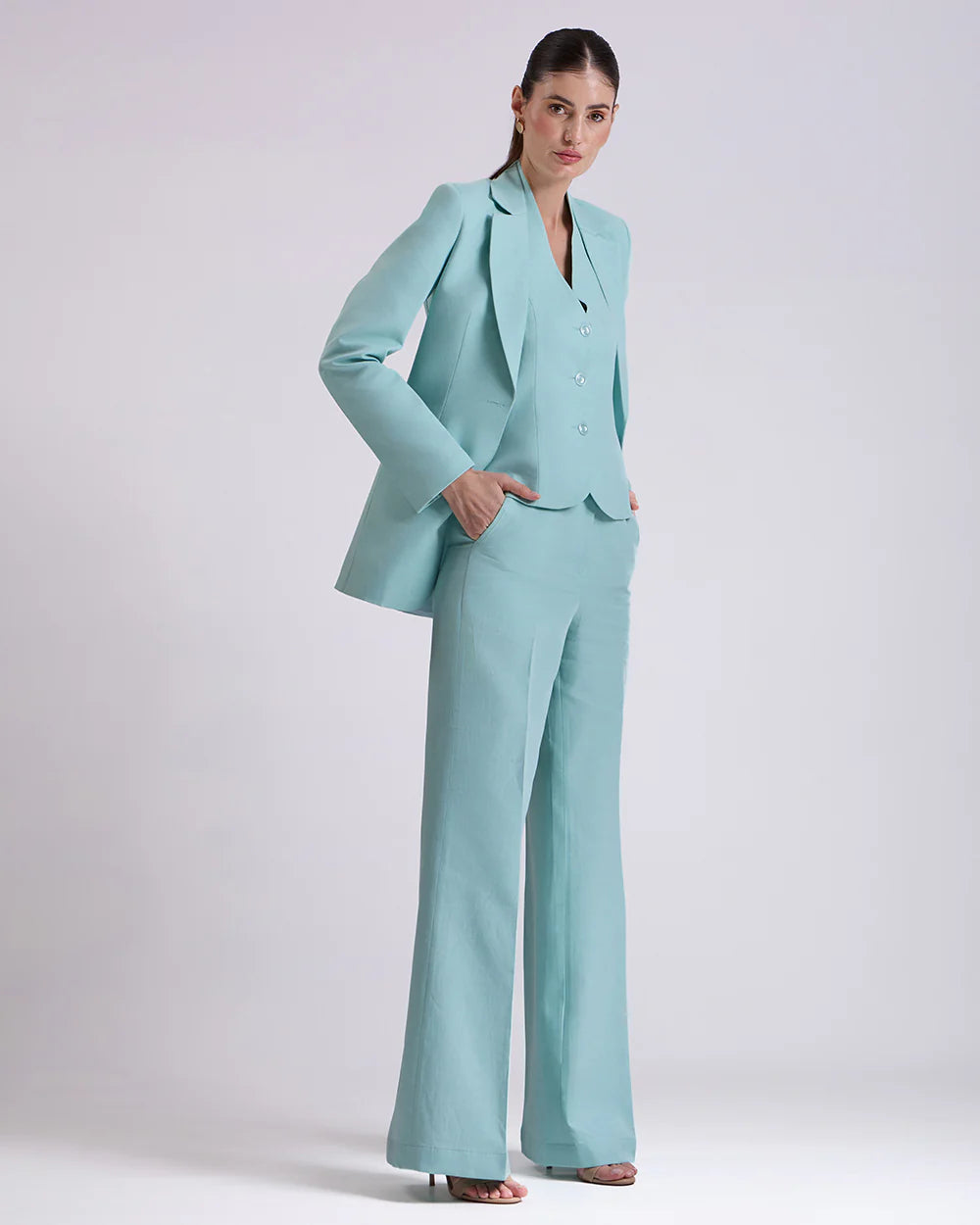 Teal Blue Single Breasted Suit 2-Piece