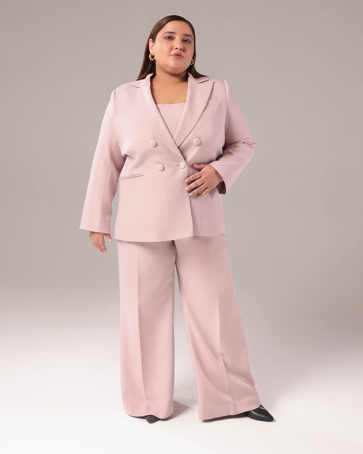 Dusty Pink Double Breasted Blazer Suit