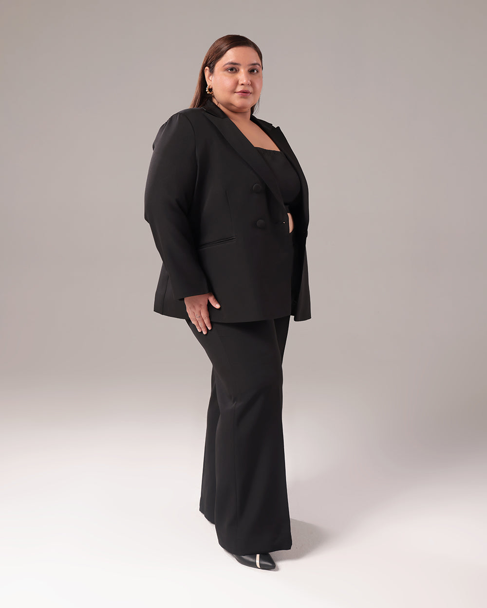Black Double Breasted Blazer Suit