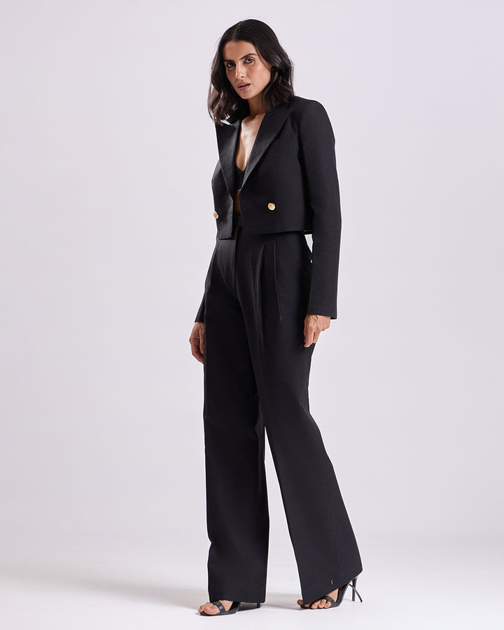 Black Pleated High waist pants